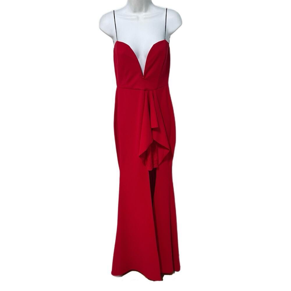 Symphony Strapless Gown Formal Evening Maxi Dress Size Medium Red